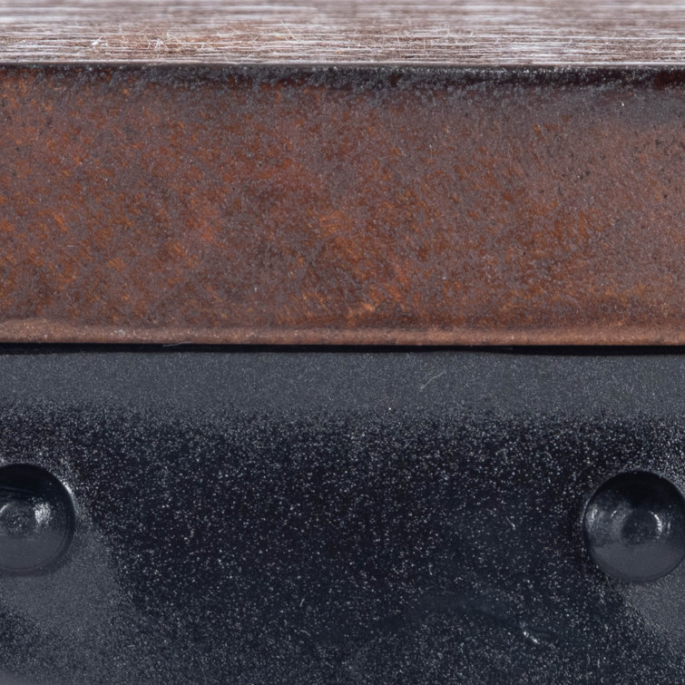 Rugged Acacia Wood & Black Iron Pedestal Stand, 29" Height