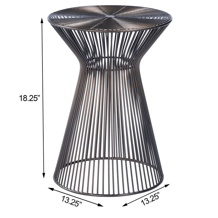 Bronze Hourglass Iron Round End Table