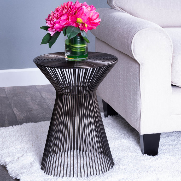 Bronze Hourglass Iron Round End Table