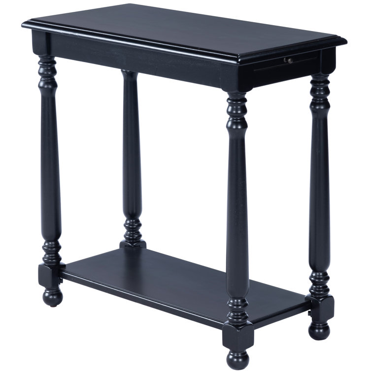 Devane Black Licorice Chairside Table with Pullout Shelf