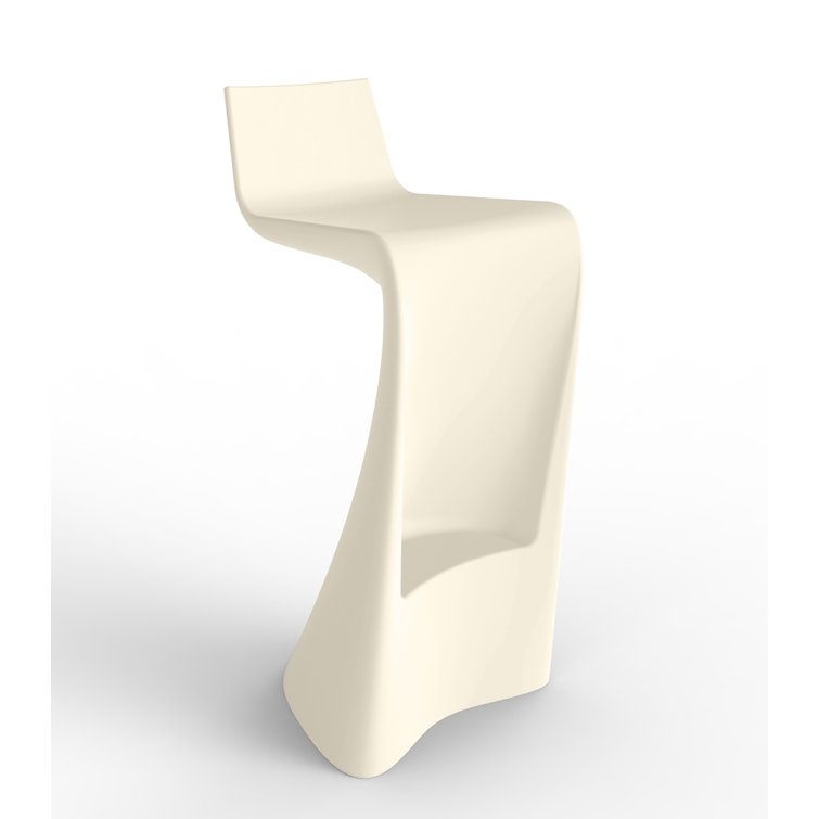 Ecru Polyethylene Indoor/Outdoor Sculptural Bar Stool
