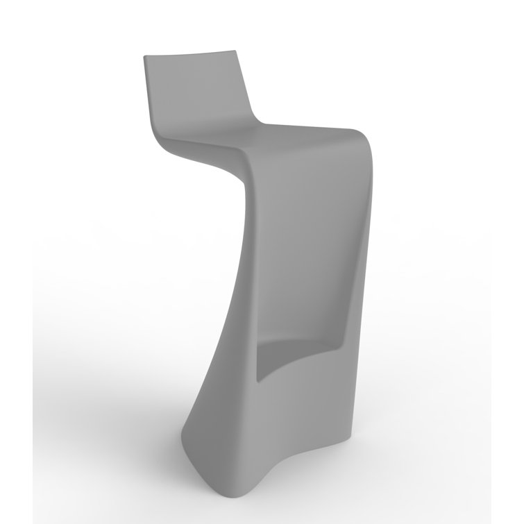 Red Plastic Low Back Pedestal Bar Stool