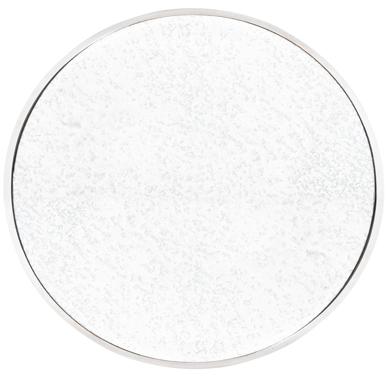 Interlaced Oval Rings Round Mirrored End Table in Polished Nickel