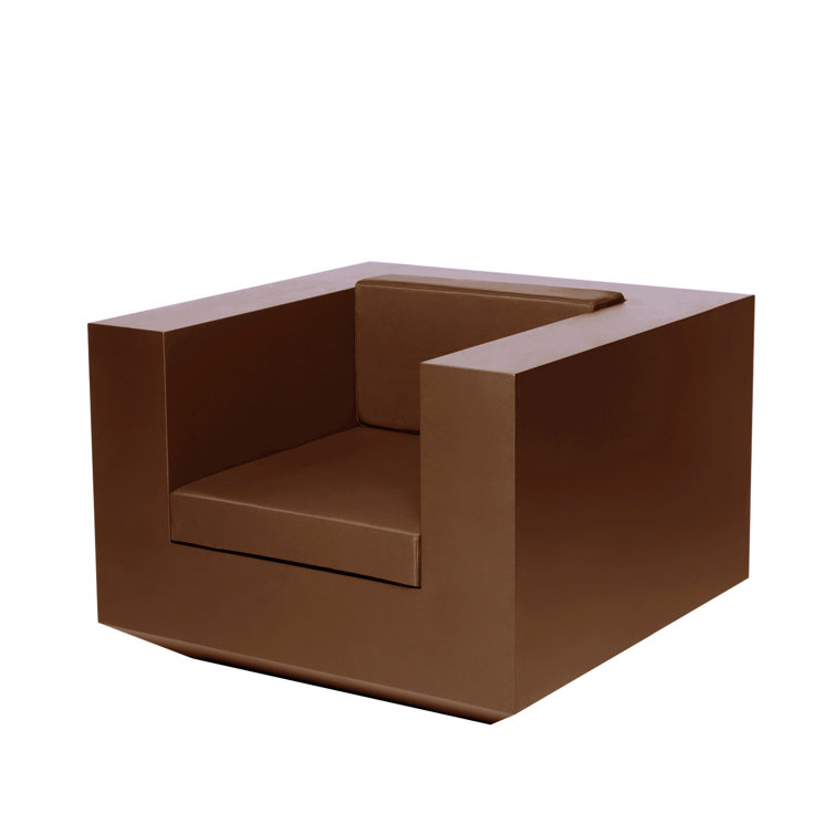 Bronze Geometric Armchair with Vinyl Cushions