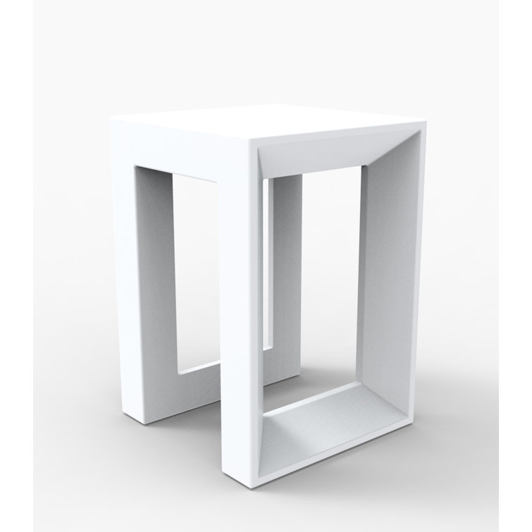 Ice White Resin Outdoor Accent Stool