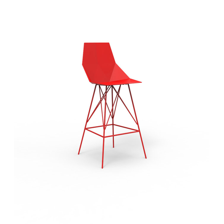 White Plastic Full Back Counter Stool with Footrest