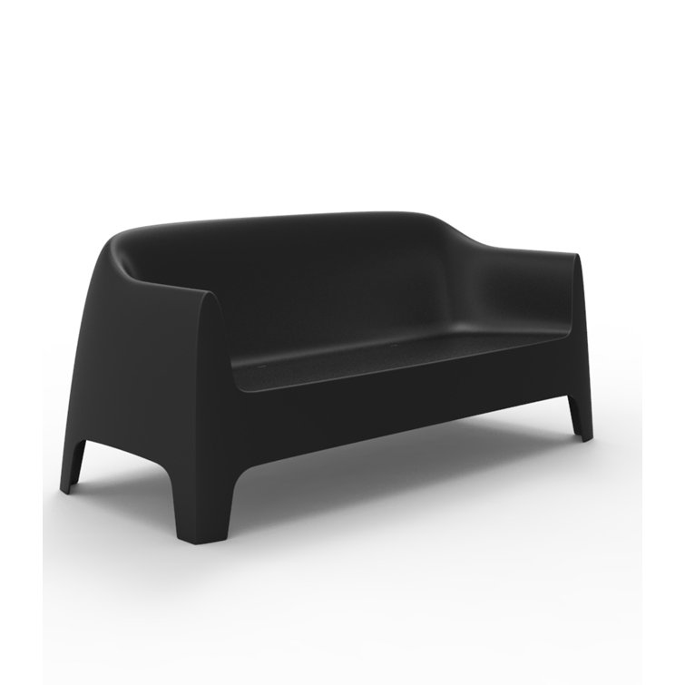 Solid Black Matte Polypropylene Outdoor Sofa