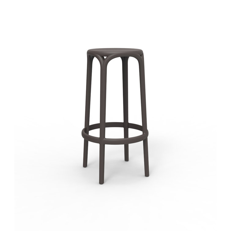 White Matte Polypropylene Backless Bar Stool