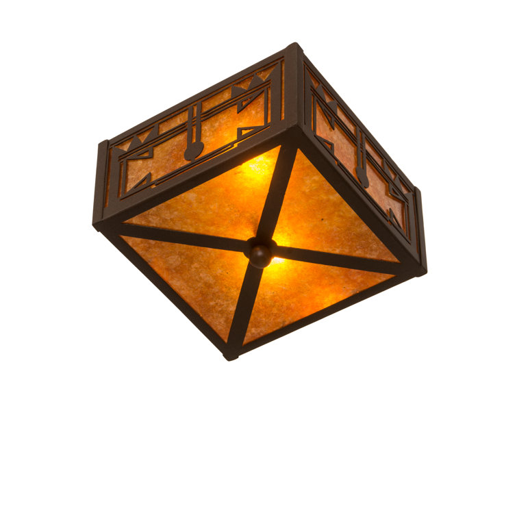 Café Noir Amber Mica 10" Handcrafted Southwest Flush Mount