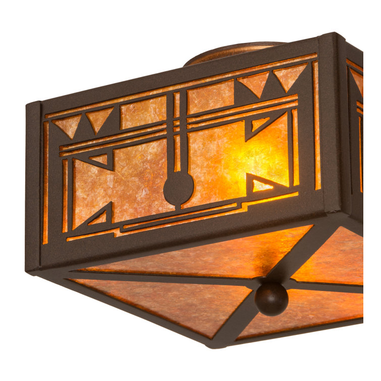 Café Noir Amber Mica 10" Handcrafted Southwest Flush Mount
