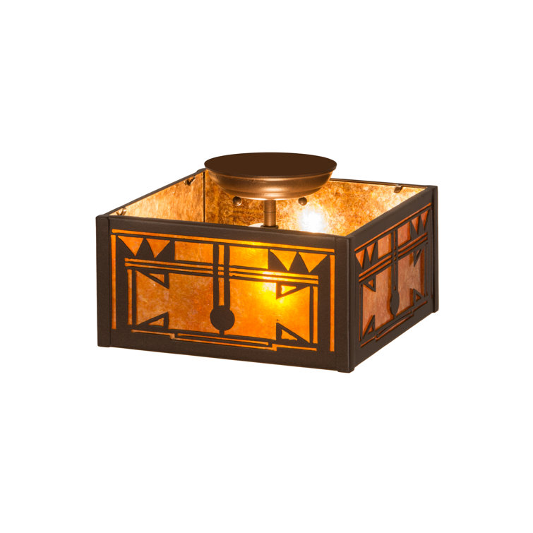 Café Noir Amber Mica 10" Handcrafted Southwest Flush Mount