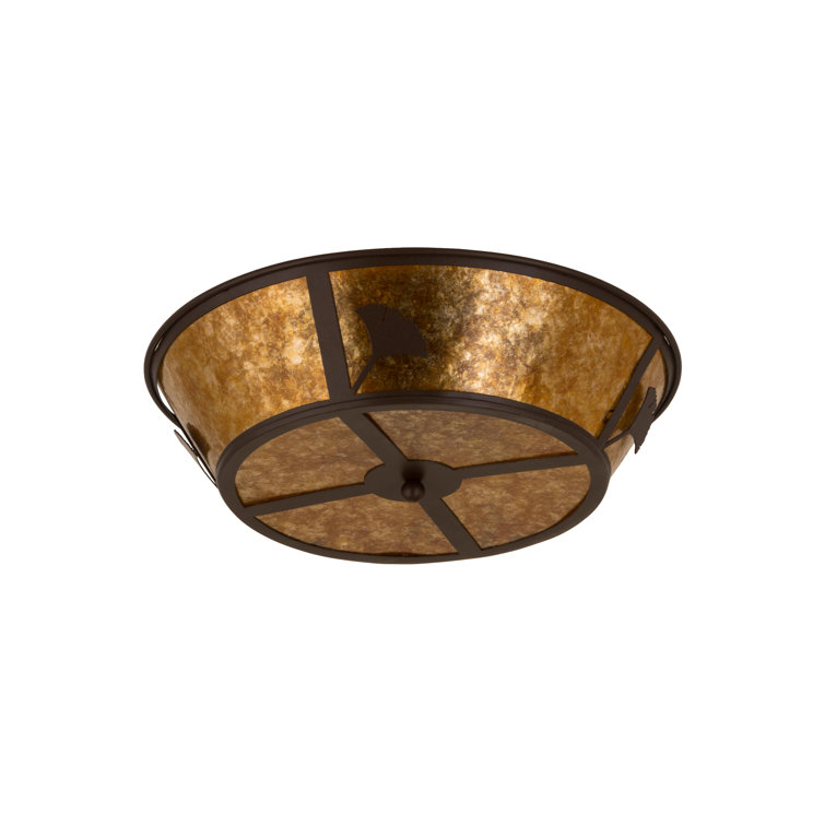 Café Noir Ginkgo Leaf 22" Amber Mica Glass Flushmount