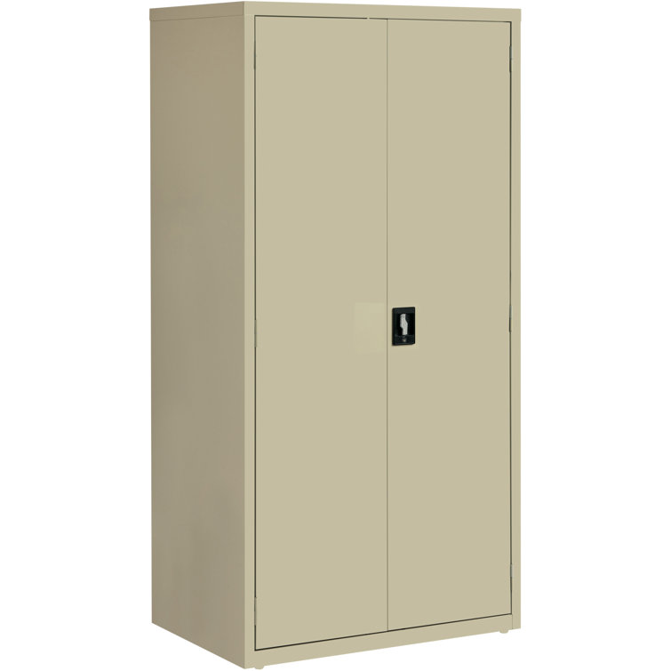 Sleek 80'' Black Steel Lockable Storage Cabinet with Adjustable Shelving