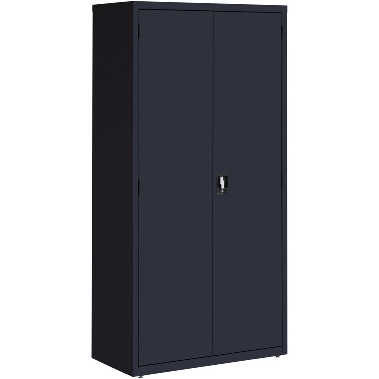 Fortress Black 72" Steel Office Storage Cabinet with Adjustable Shelving