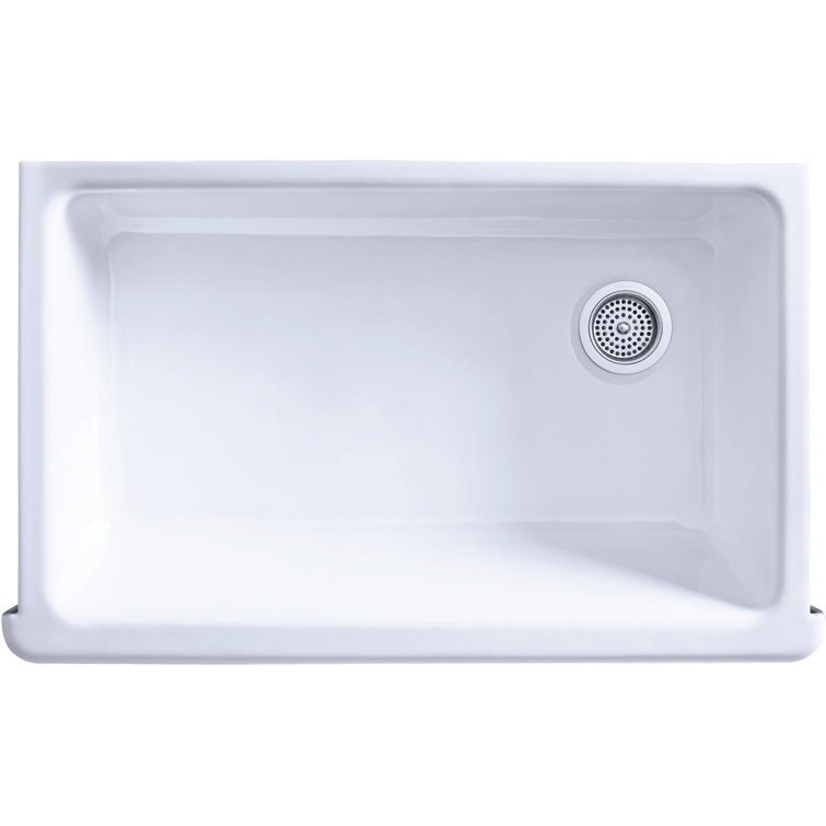 White 36" Cast Iron Farmhouse Kitchen Sink
