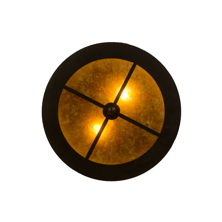 Amber Mica Globe 16" Flush Mount with Timeless Bronze Finish