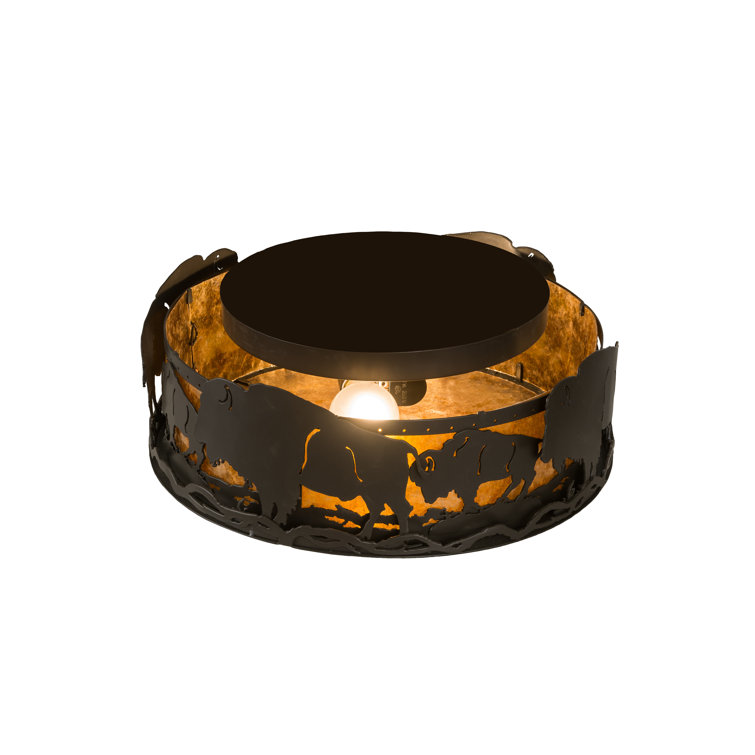Amber Mica Globe 16" Flush Mount with Timeless Bronze Finish