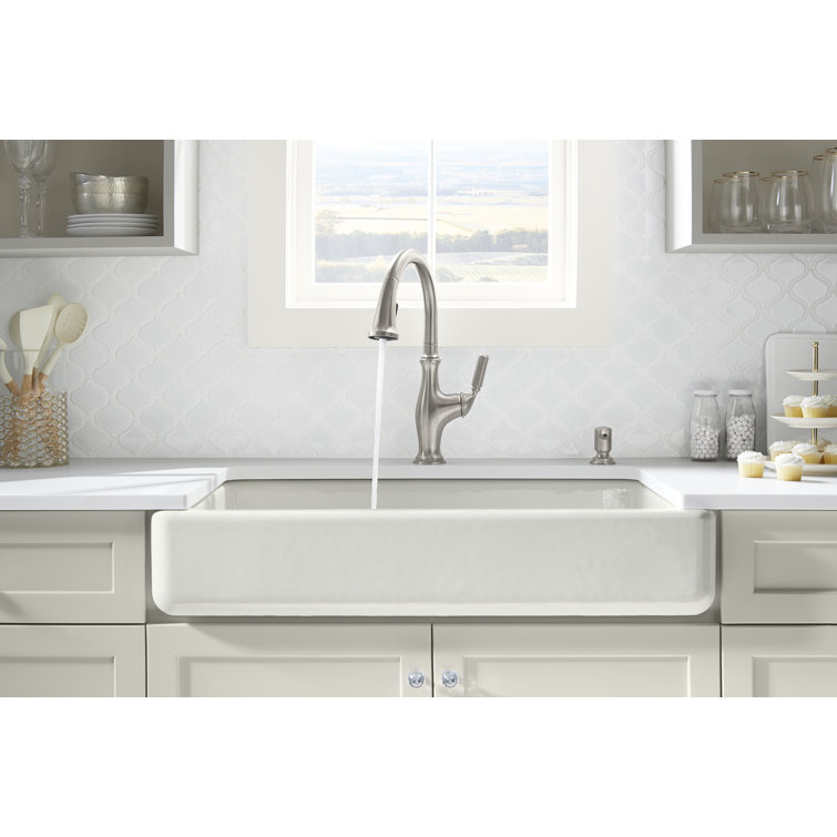 White Double Basin Cast Iron Farmhouse Kitchen Sink