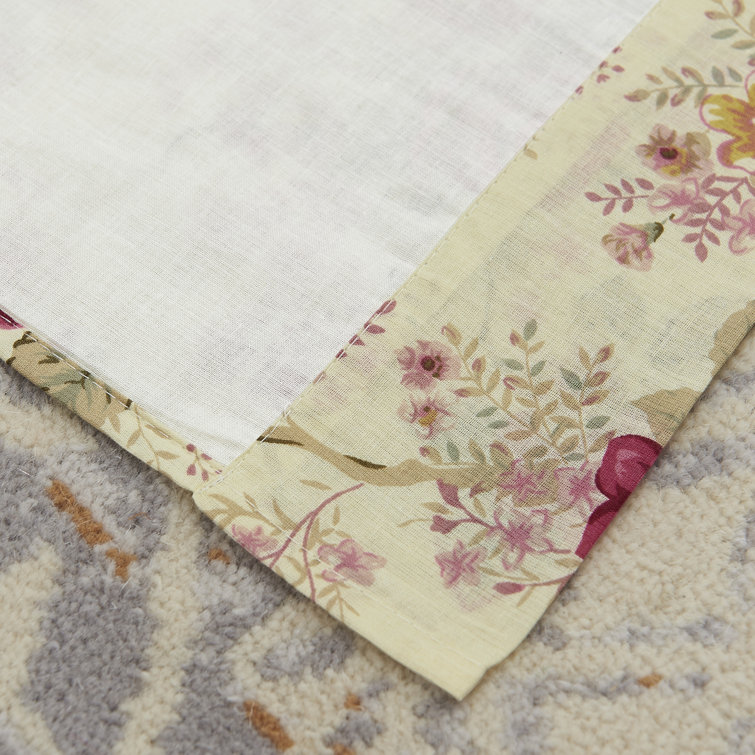 Antique Rose Floral Cotton Rod Pocket Curtain Panels