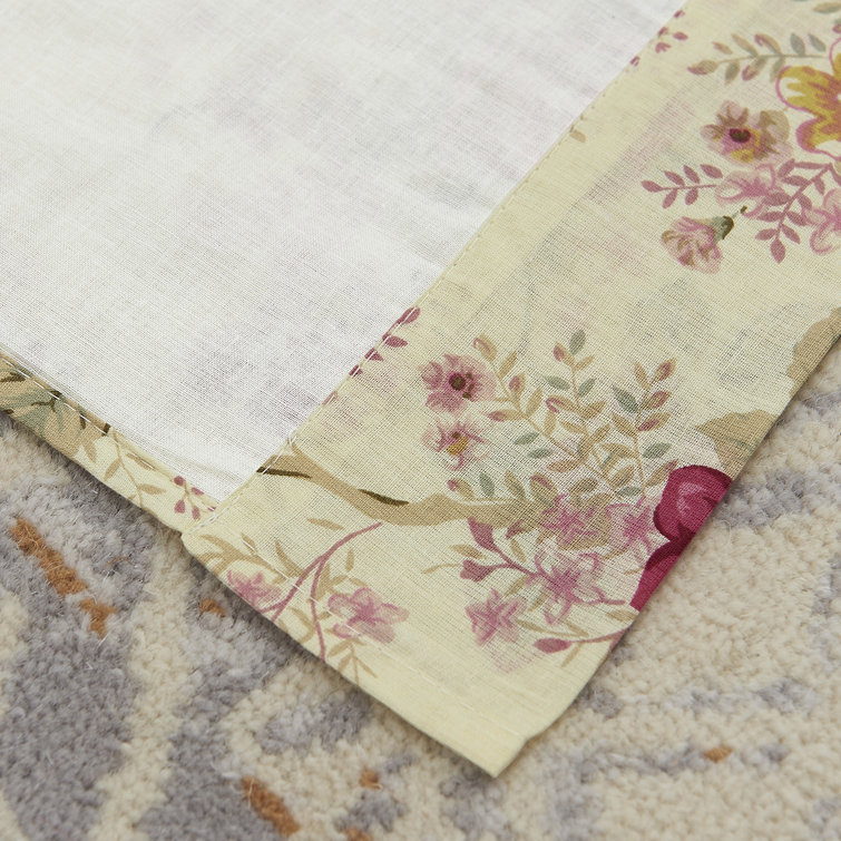 Antique Rose Floral Cotton Rod Pocket Curtain Panels