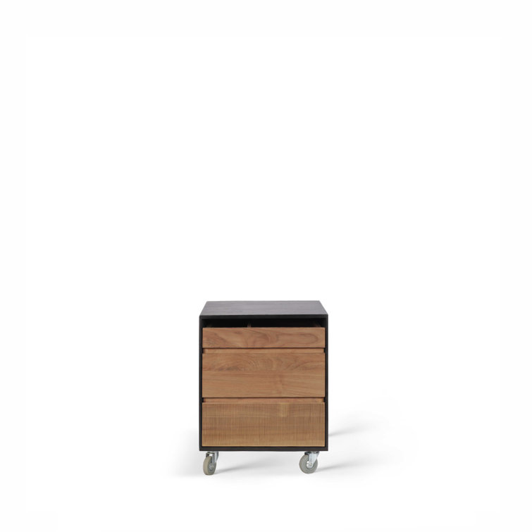 Oscar Mobile Teak Sigwood 3-Drawer Lockable File Cabinet