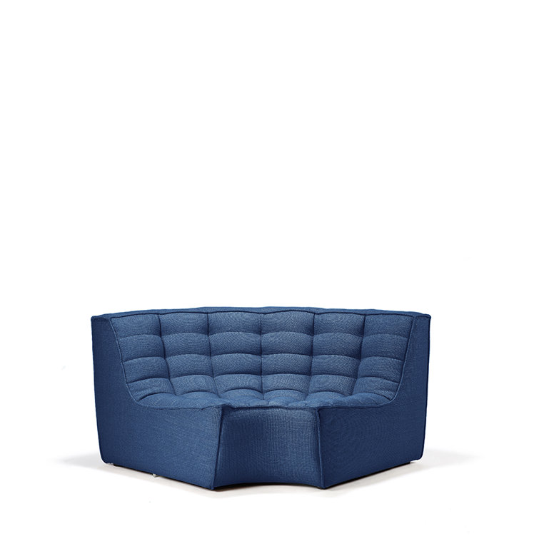 Blue Upholstered 90° Round Corner Loveseat