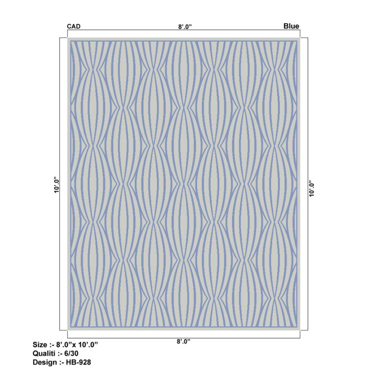 Transitional Blue Hand-Knotted Wool & Silk 2'x3' Area Rug