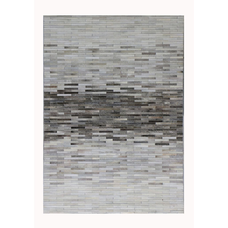 Galaxy Geometric Hand-Stitched Gray Cowhide Rug - 5' x 8'