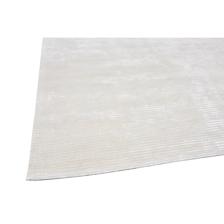 Beige Tufted Wool and Silk Rectangular Area Rug