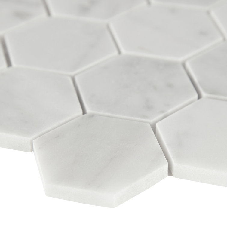 Carrara White Hexagon Honed Marble Mosaic Tile Sheet