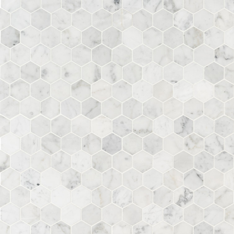 Carrara White Hexagon Honed Marble Mosaic Tile Sheet