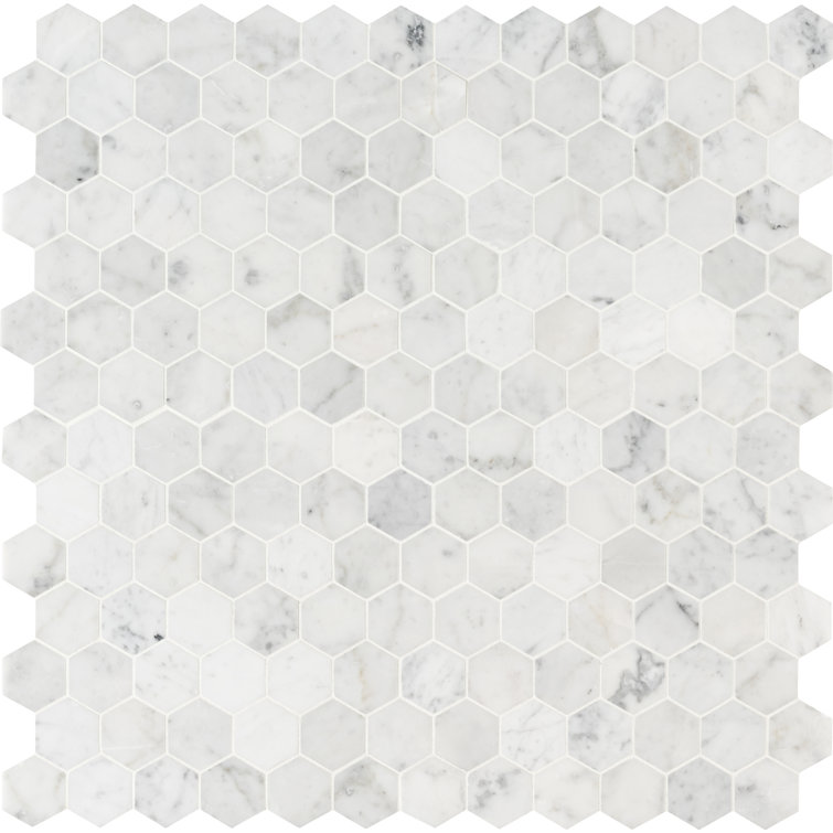 Carrara White Hexagon Honed Marble Mosaic Tile Sheet