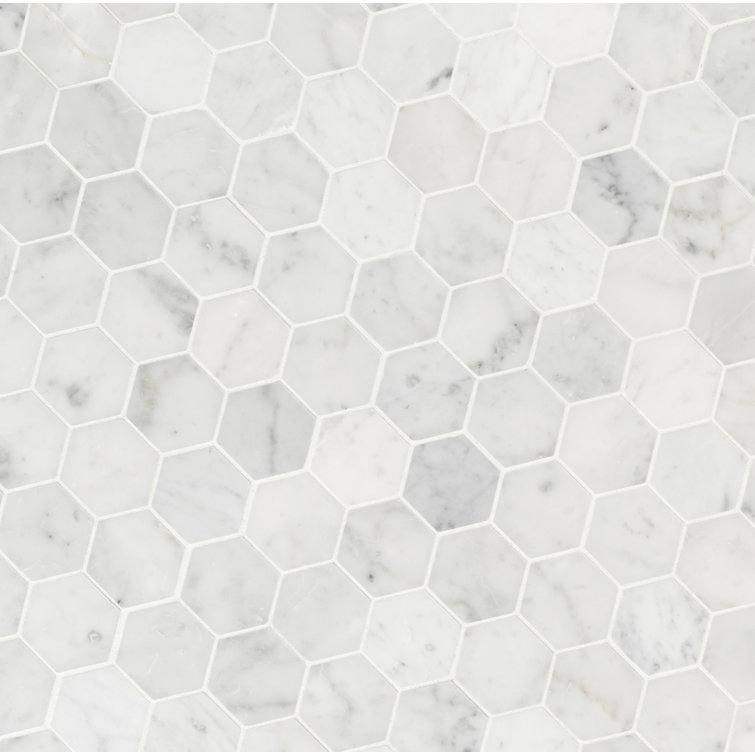 Carrara White Hexagon Honed Marble Mosaic Tile Sheet
