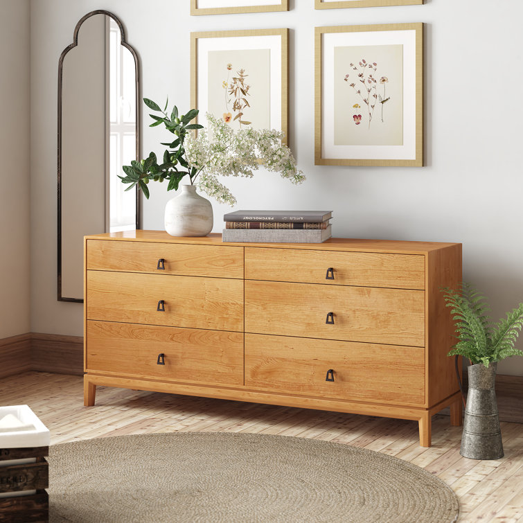 Mansfield Natural Walnut Double Dresser with Black Bronze Pulls