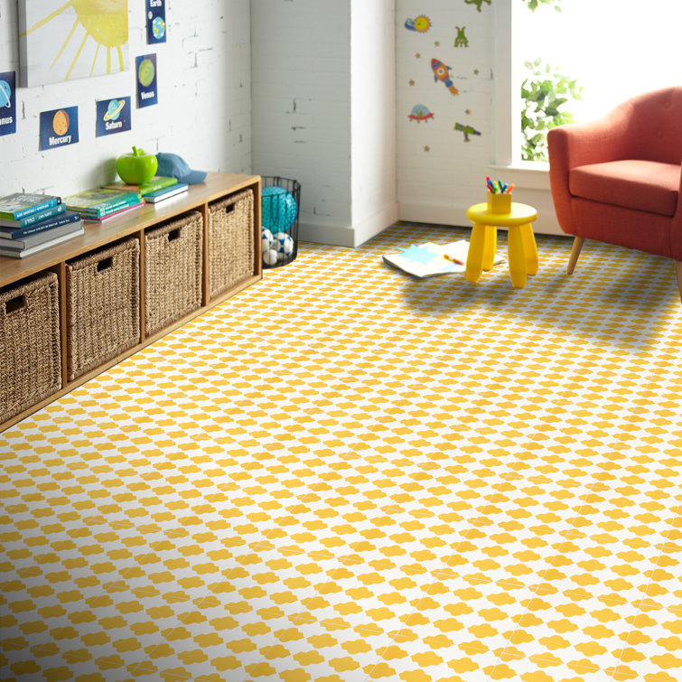 Tafraout 8'' x 8'' Yellow and White Cement Mosaic Tile