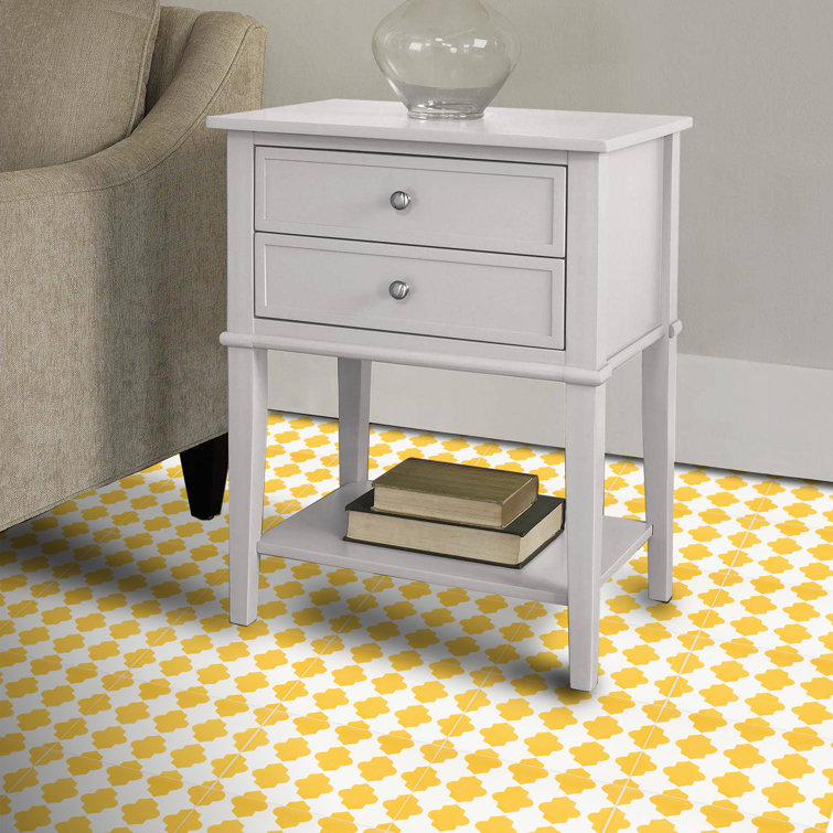 Tafraout 8'' x 8'' Yellow and White Cement Mosaic Tile