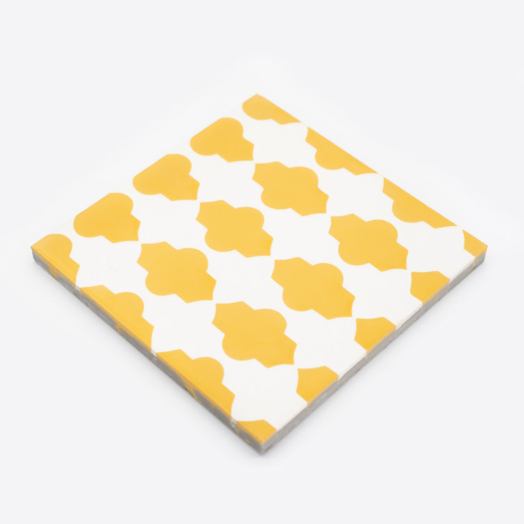 Tafraout 8'' x 8'' Yellow and White Cement Mosaic Tile