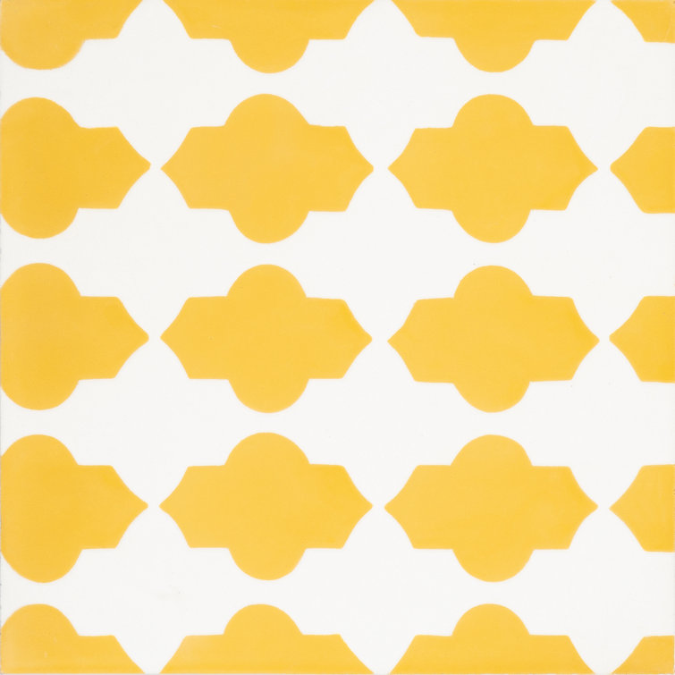 Tafraout 8'' x 8'' Yellow and White Cement Mosaic Tile