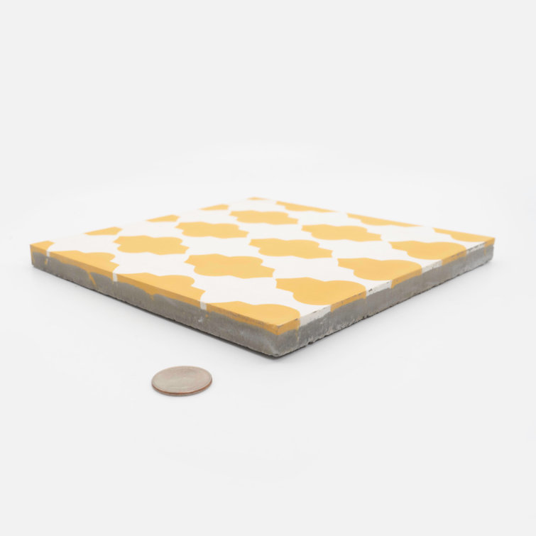 Tafraout 8'' x 8'' Yellow and White Cement Mosaic Tile