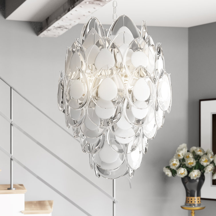 Mini Diva Grey Teardrop Glass 8-Light Chandelier