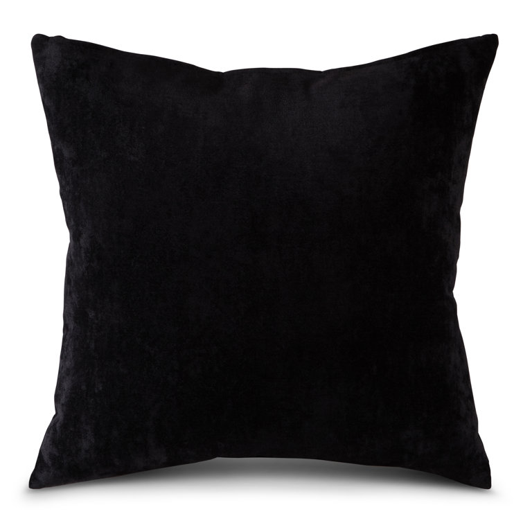 Sable Black Velvet 24-Inch Square Throw Pillow