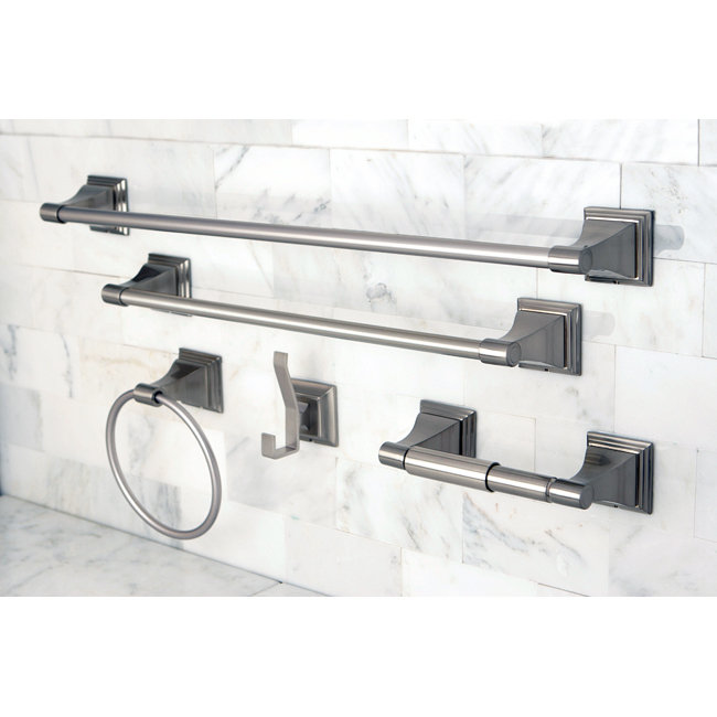 Satin Nickel 5-Piece Bathroom Hardware Set with Towel Bars