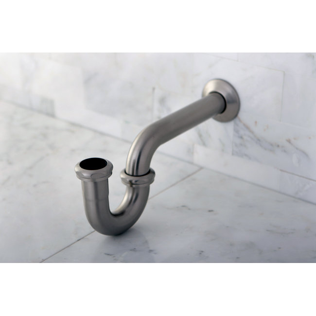 Satin Nickel 1-1/4 Inch Decorative Brass P-Trap