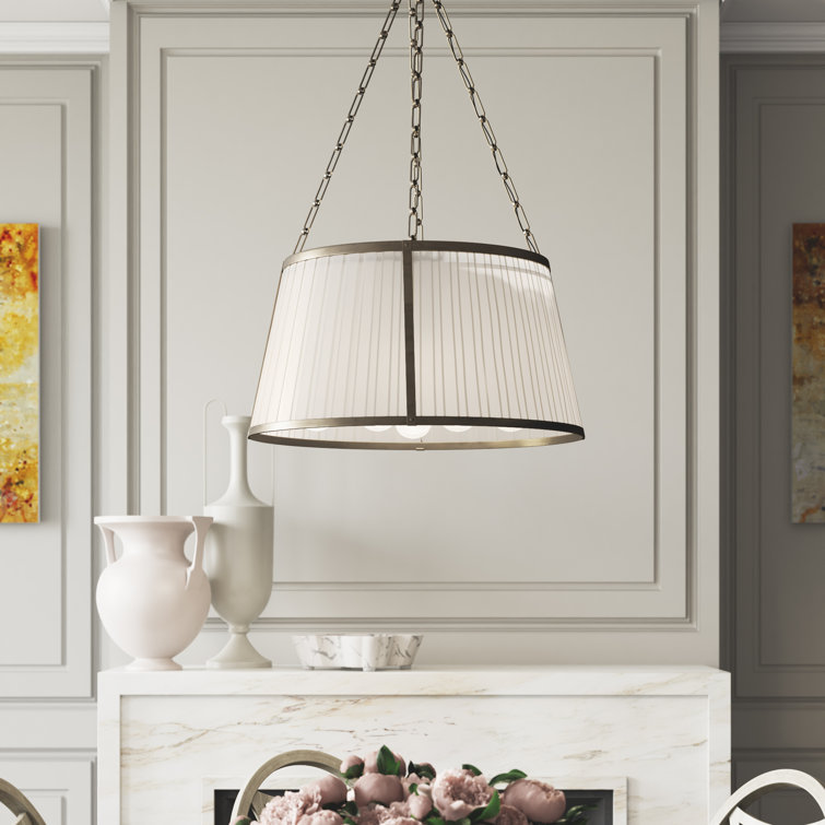 Windsor Natural Brass 8-Light Pendant with Silk Shade
