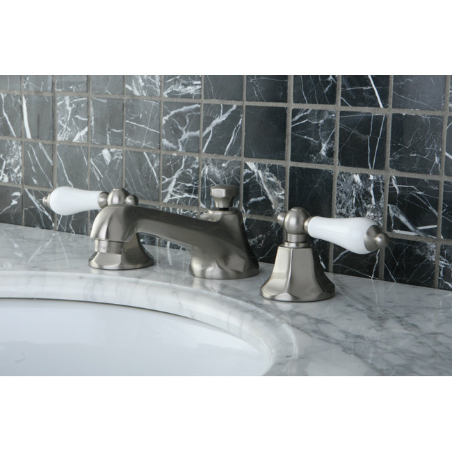 Elegant Traditional Brushed Nickel Widespread Bathroom Faucet with Dual Lever Handles