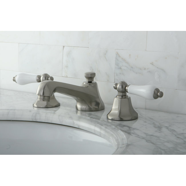 Elegant Traditional Brushed Nickel Widespread Bathroom Faucet with Dual Lever Handles