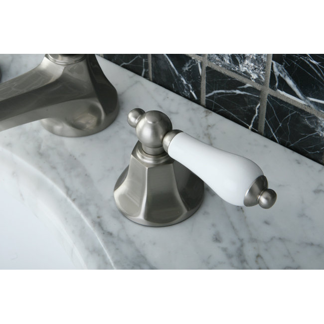 Elegant Traditional Brushed Nickel Widespread Bathroom Faucet with Dual Lever Handles