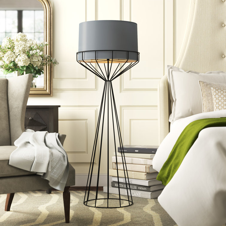 Noir Portal Adjustable Black Metal Floor Lamp, 60"