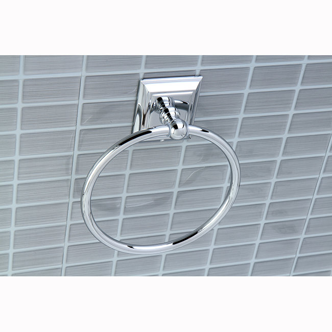 Polished Chrome Wall Mounted Towel Ring with Square Flange