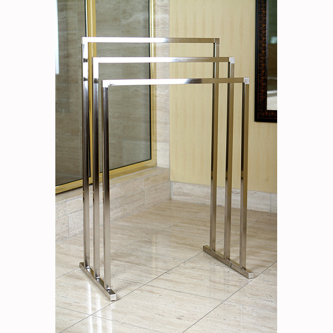 Satin Nickel 3-Tier Freestanding Towel Rack